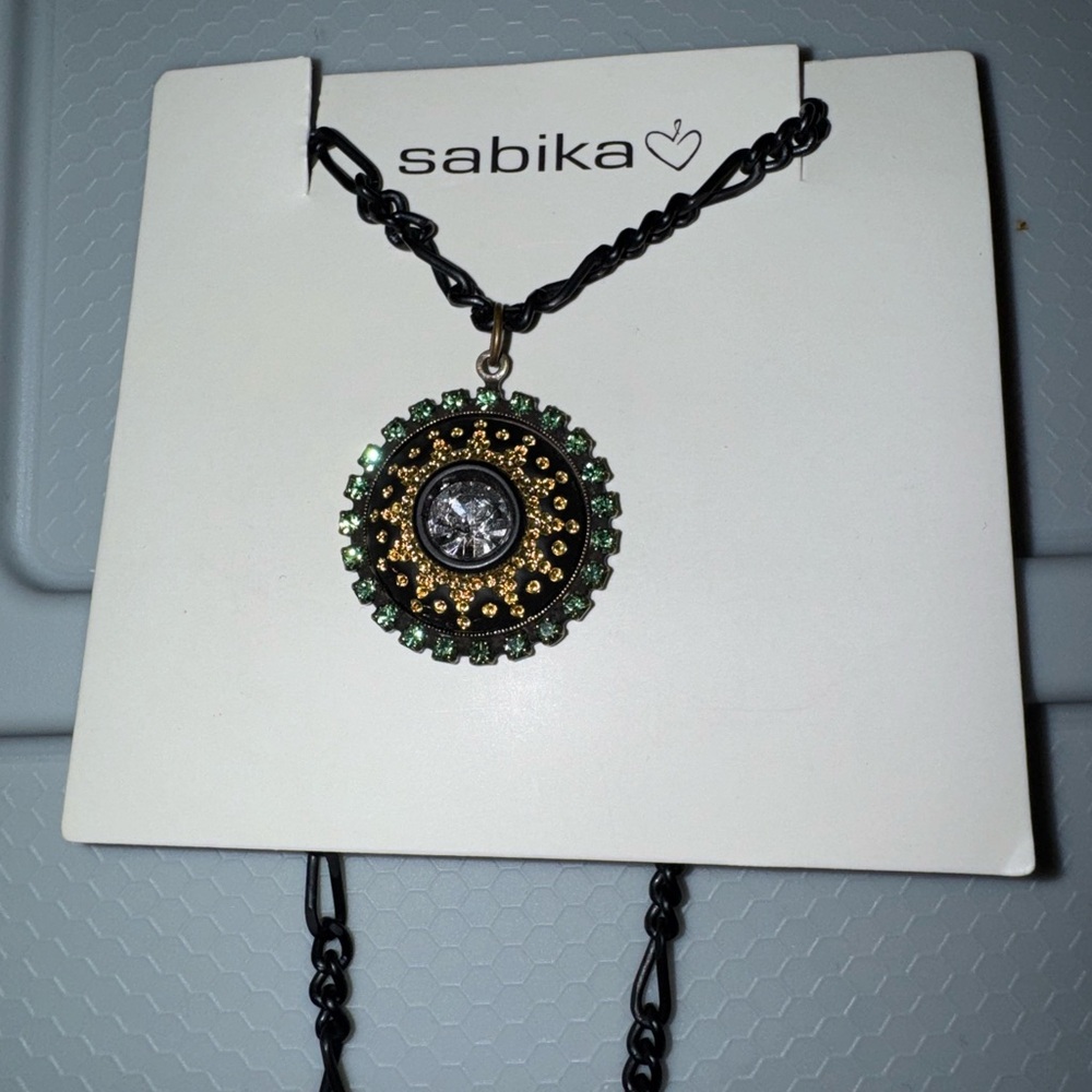 Sabika Black and Gold Crystal Necklace - Picture 2 of 6